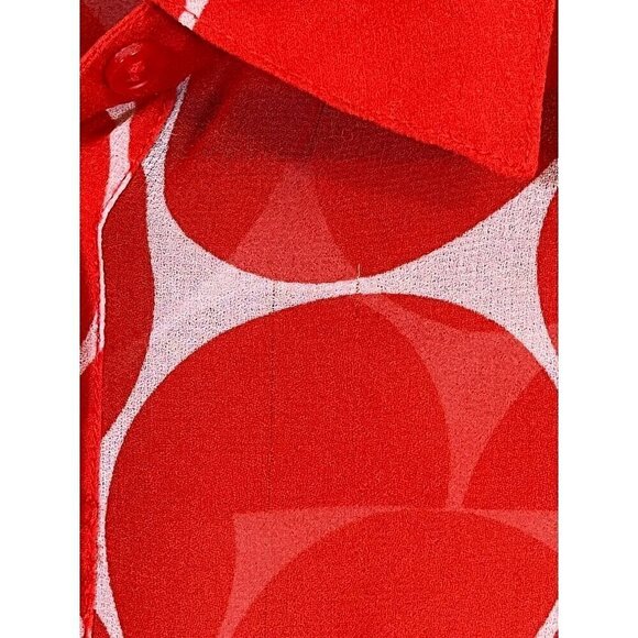 Lane Bryant Top Women 18 Red Sheer Circle Twee Festive Mature Classic Preppy 80s - Picture 8 of 15